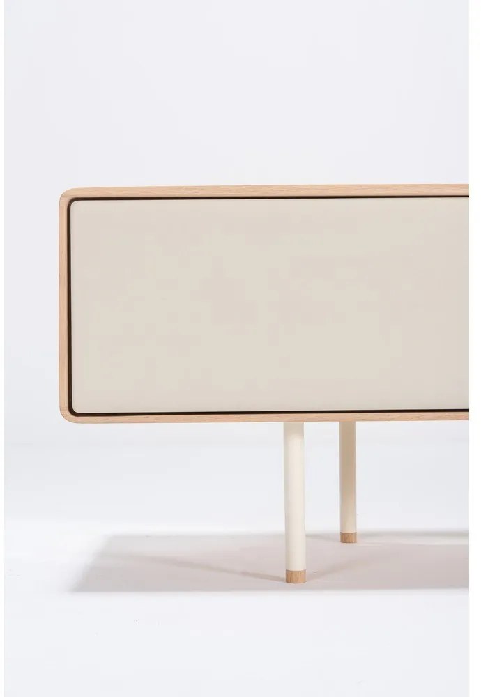 Comodă TV albă/în culoare naturală din lemn de stejar 200x48 cm Fina – Gazzda