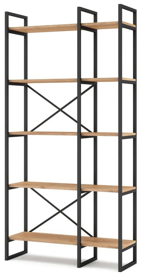 Etajeră negru/natural cu aspect de lemn de stejar 87,5x175 cm Dusan – Marckeric