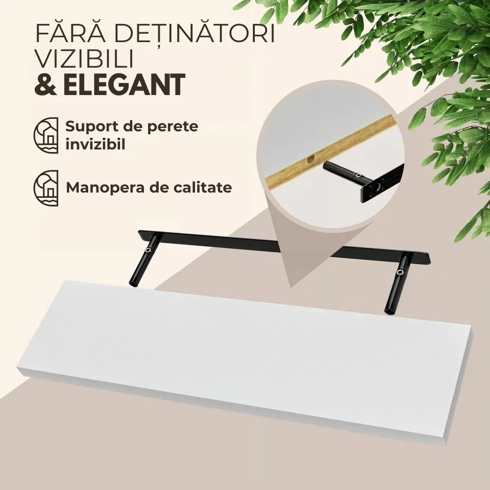 Poliță de perete FIGO + consolă, 90cm, alb Casaria