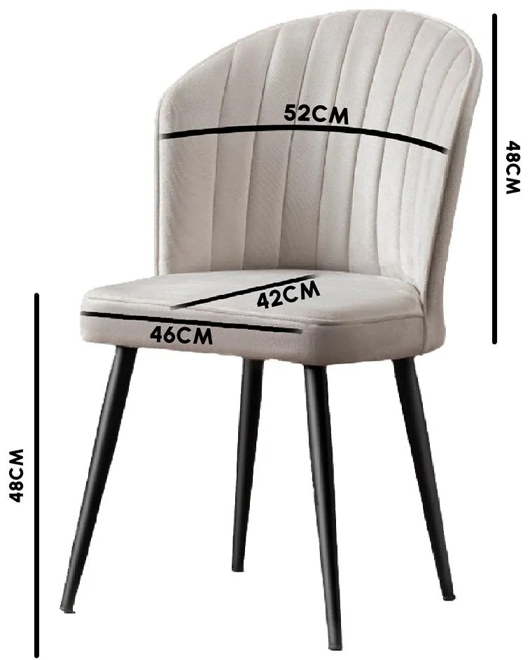 Set Masa Zeta, Alb, 4 Scaune, Negre, 102 x 69 x 75 cm