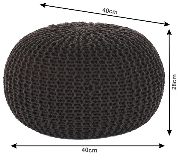 Pouf tricotat bumbac Culoare Maro, TAMAN TYP 2