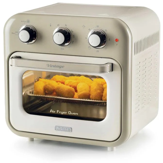 Friteuza cuptor cu aer cald Ariete VINTAGE 4632/03, 1400W, 16 L, Pana la 230°C, Timer, Cos rotativ, Alb/Bej