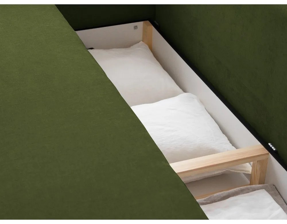 Canapea verde extensibilă, cu spațiu de depozitare 231 cm Elen – Micadoni