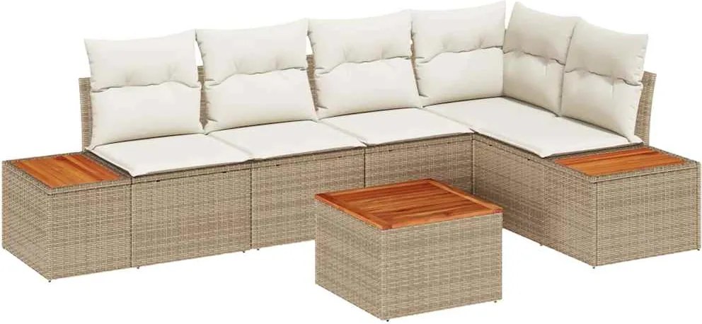 vidaXL Set de canapele pentru grădină 6 pcs bej și crem Rattan poli