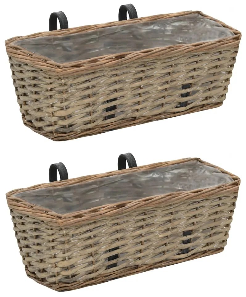 vidaXL Jardinieră de balcon, 2 buc., 40 cm, răchită căptușeală PE