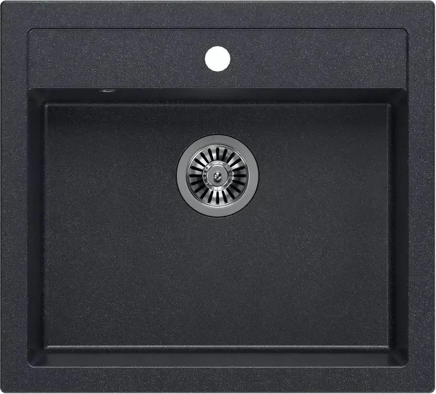 Chiuveta compozit incastrata Quadron Unique Bill 110 negru diamant - inox 60x54 cm