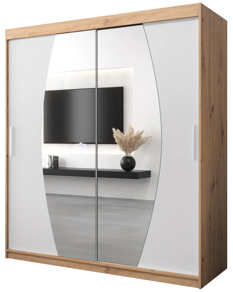Dulap de haine 180 cm Eclipse (Stejar artisan + Alb mat). 1063421