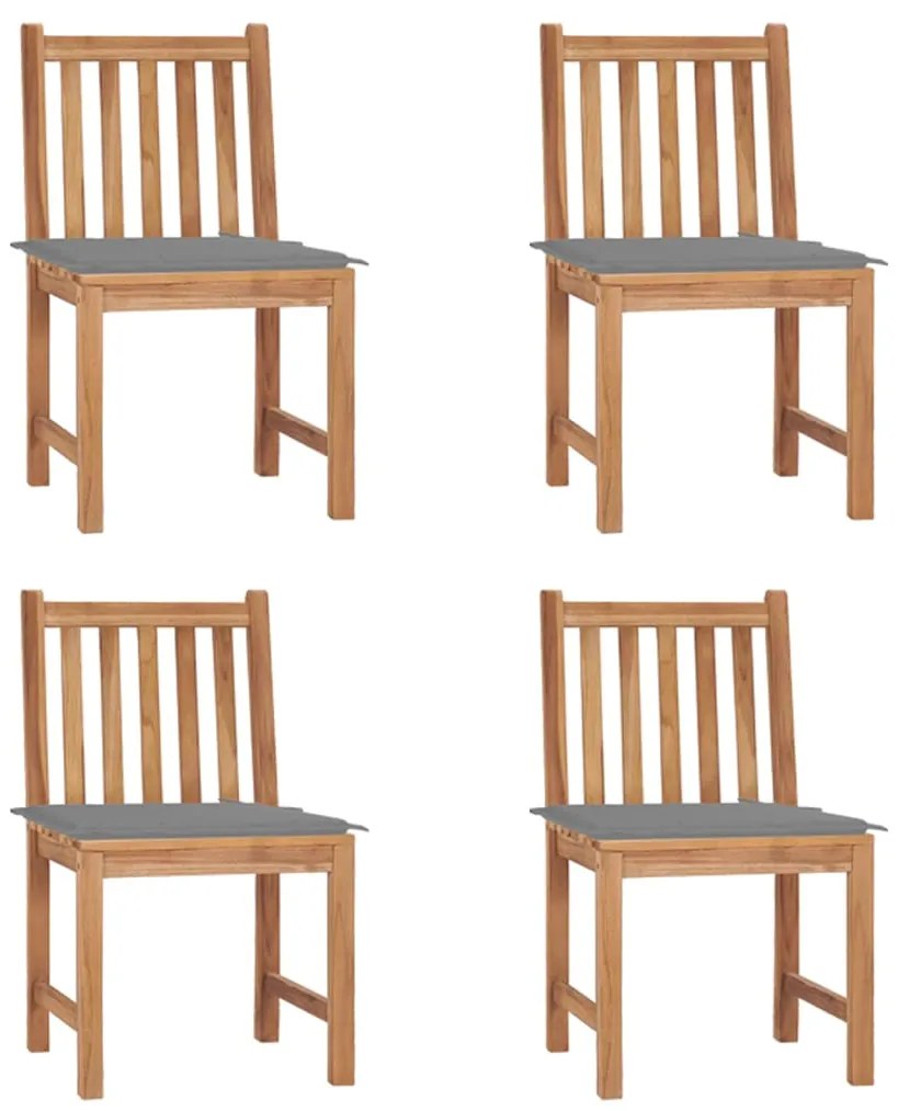 vidaXL Scaune de grădină cu perne, 4 buc., lemn masiv de tec