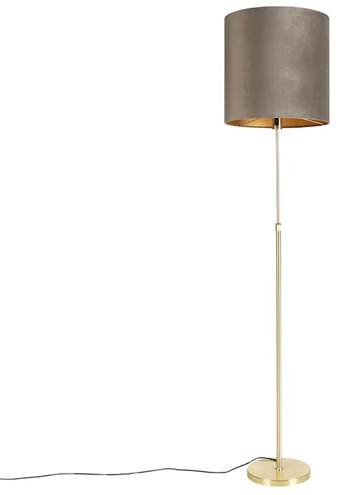Lampă de podea auriu/alamă cu abajur din catifea taupe 40/40 cm - Parte