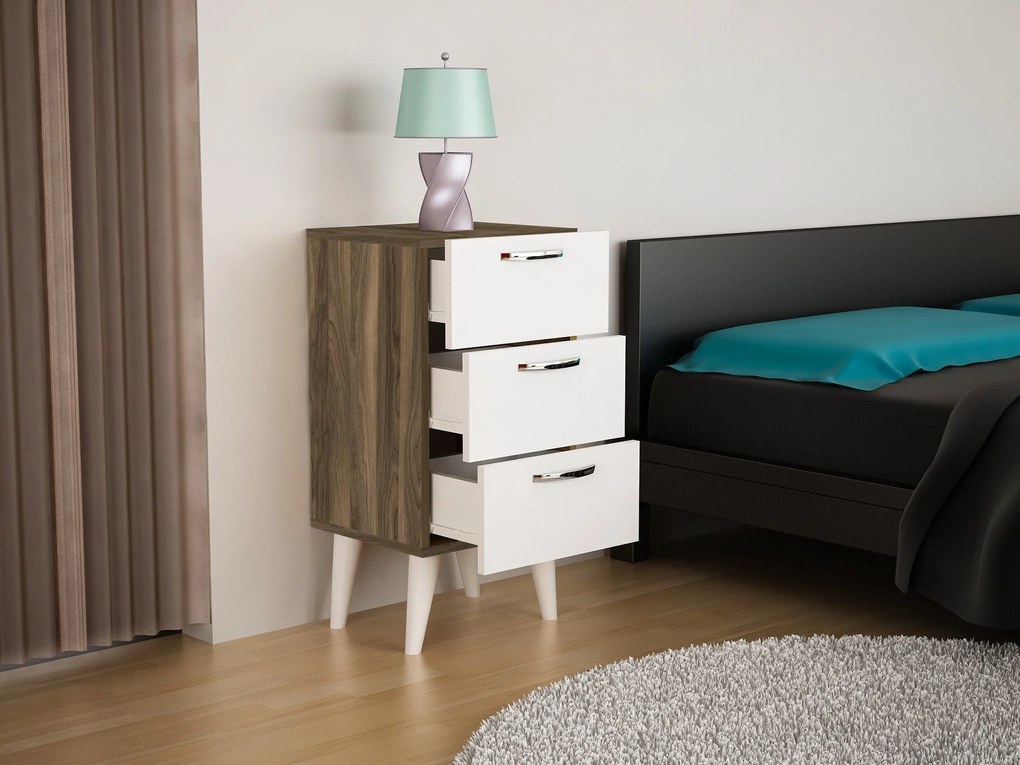 Noptieră Bellini v3 - White, Walnut