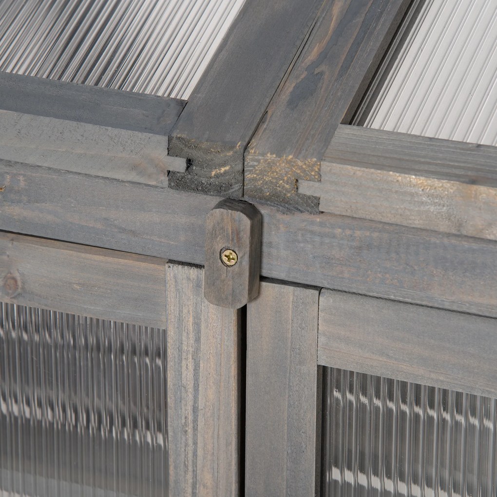 Outsunny Mini-seră, seră mică cu cadru din lemn, ferestre și uși duble, 3 rafturi, 70L x 50W x 120H cm, gri | Aosom Romania