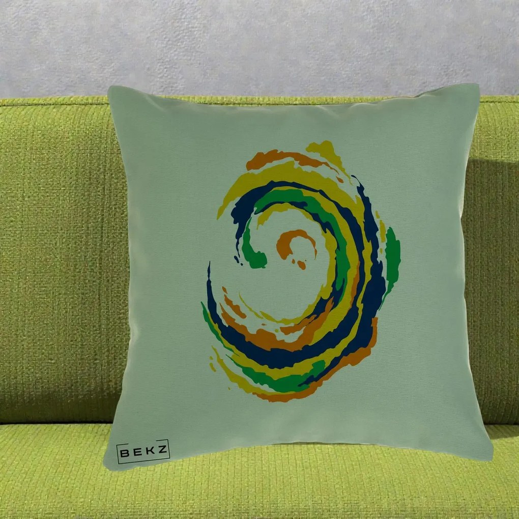 Perna Decorativa Vortex Abstract Colorat, 40x40 cm, Verde, Husa Detasabila, Perna Inclusa, BEKZ®