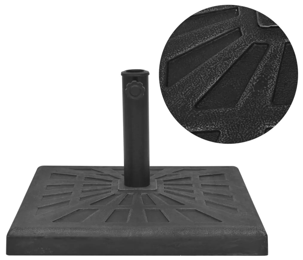 vidaXL Suport umbrelă de soare, rășină, pătrat, negru, 19 kg