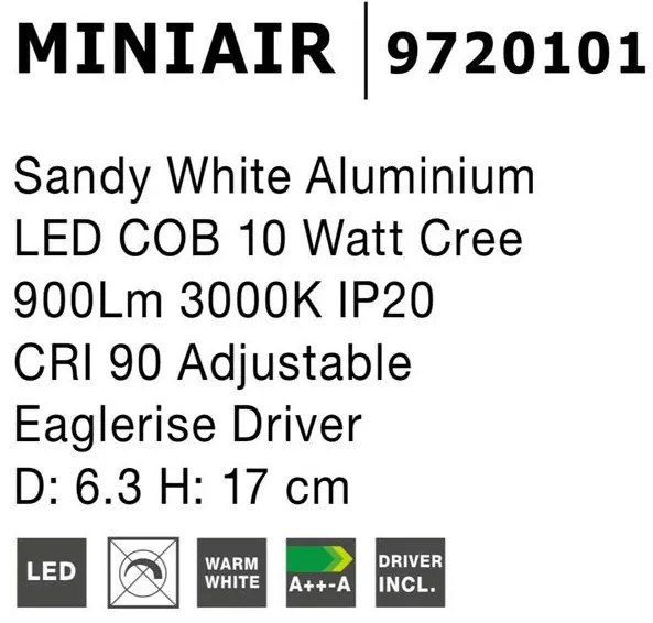 Spot LED aplicat, directionabil MINIAIR alb NVL-9720101