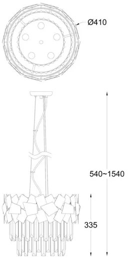 Lustră de cristal pe lanț Brilagi MIRAGE 5xE14/40W/230V