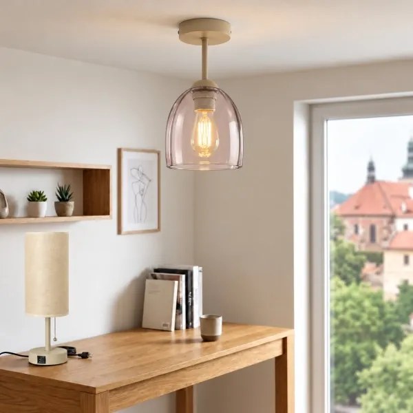 BRILAGI - LED lampă de tavan aplicată R GLASS 1xE27/60W/230V Ø 17 cm bej/bej fumuriu