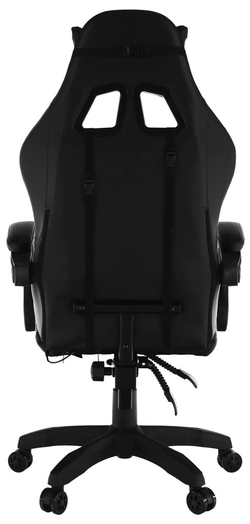 Scaun de birou / joc cu iluminare LED RGB, negru, MAFIRO
