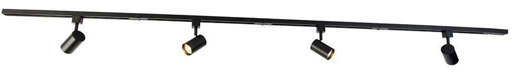 Sistem de iluminat cu șină modern cu 4 spoturi negre monofazate - Iconic Yade