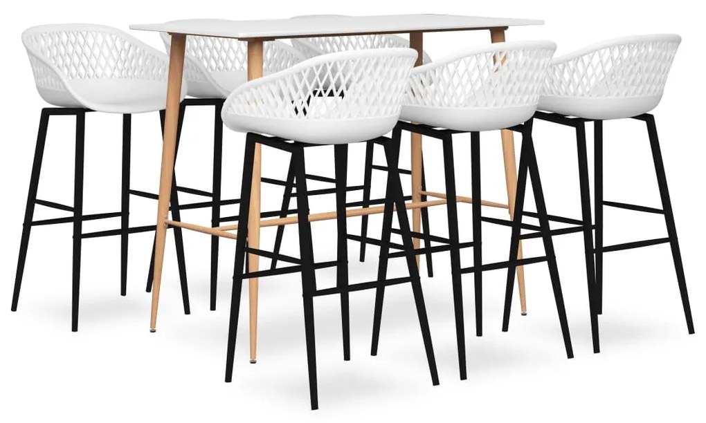 3057446 vidaXL Set mobilier de bar, 7 piese, alb