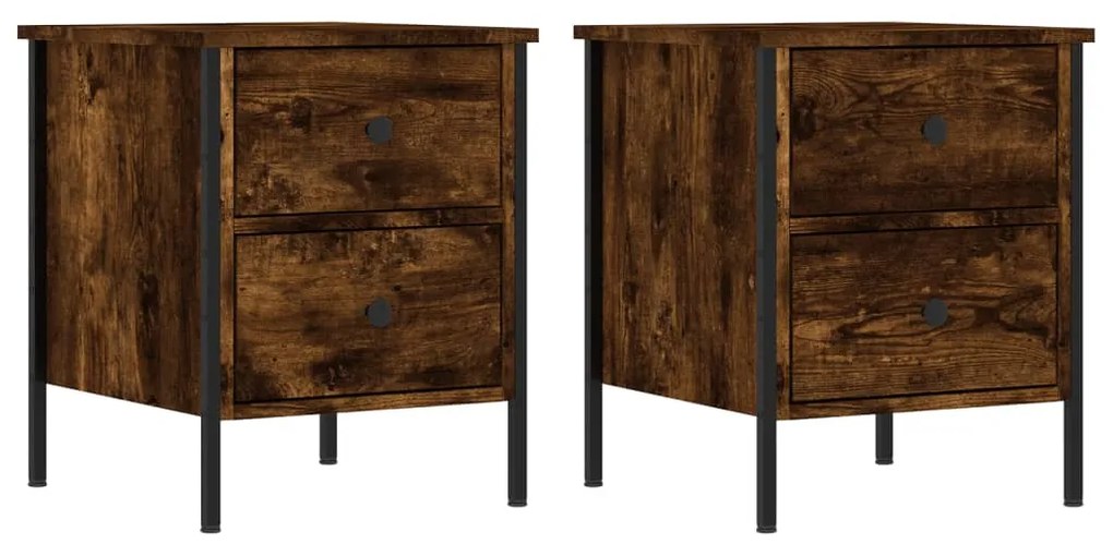 vidaXL Noptiere, 2 buc., stejar fumuriu, 40x42x50 cm, lemn compozit