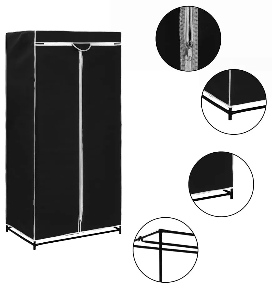 282441 vidaXL Șifoniere, 2 buc., negru, 75 x 50 x 160 cm