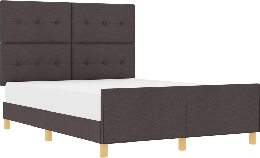 vidaXL Cadru de pat cu headboard Maro închis 160 x 200 cm țesătură