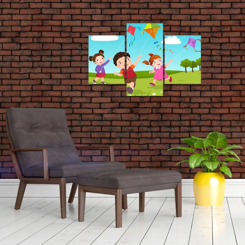 Tablou - Copii cu zmeu (90x60 cm)