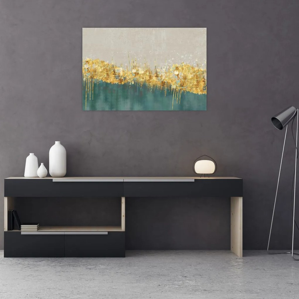 Tablou - Textura cu decor auriu (90x60 cm)