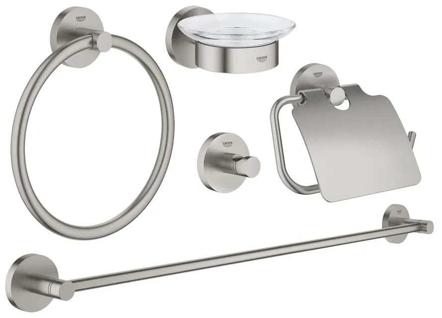 Set accesorii Grohe Essentials 5 in 1 crom periat Supersteel