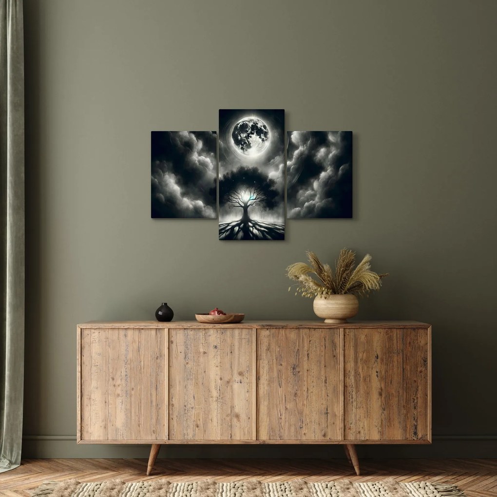 Tablou – Arbore alb-negru în lună plină (90x60 cm)
