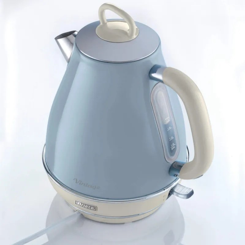 Fierbător electric VINTAGE 2869/05, 2000W, 1.7 l, Filtru detașabil, Fereastră de apă, 360C bază fără fir, Albastru