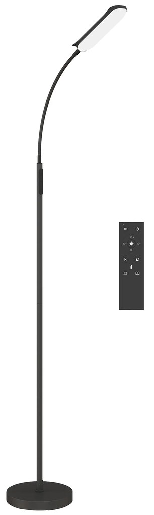 HOMCOM Lampadar de podea de salon cu telecomandă, control tactil, temperatură culori și luminiozitate reglabile, negru | Aosom Romania