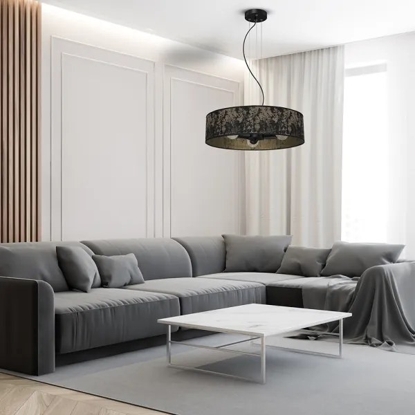 Lustră pe cablu SATINO 3xE27/60W/230V neagră/aurie