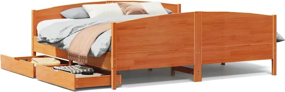 vidaXL Cadru de pat fără saltea, maro ceruit 180x200 cm lemn masiv pin