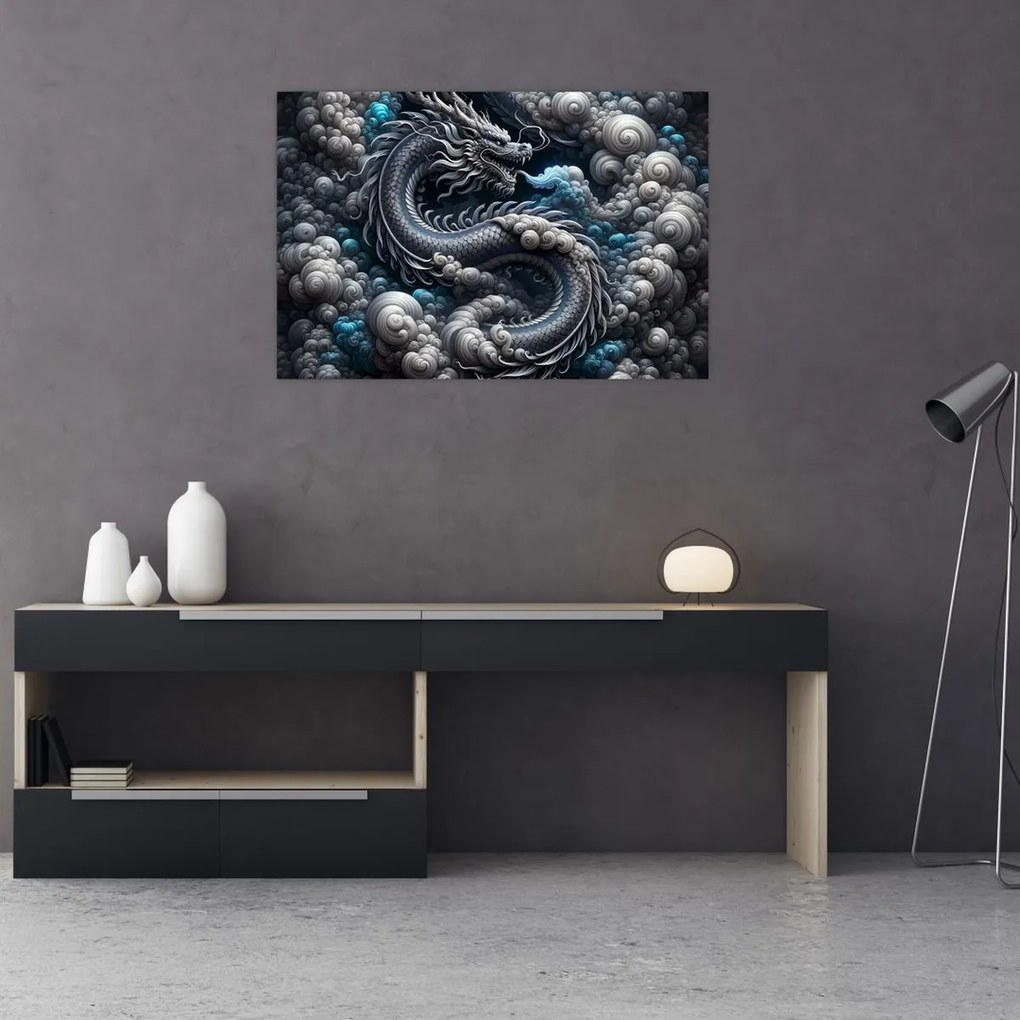 Tablou – Dragon în fum (90x60 cm)