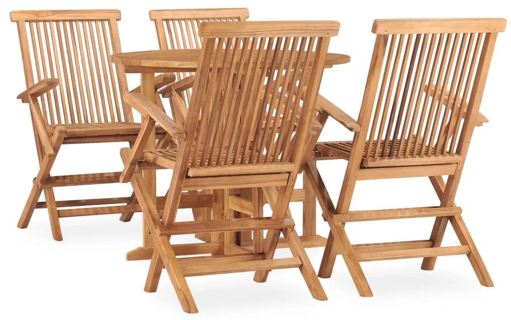 vidaXL Set mobilier de exterior pliabil, 5 piese, lemn masiv de tec