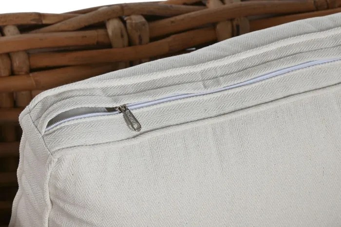 Set lounge exterior din rattan natural împletit, 4 piese cu canapea, 2 fotolii, măsuță și perne incluse, "Bahia"