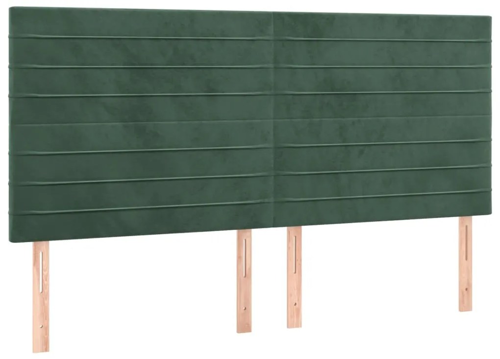 Cadru de pat cu tablie, verde inchis, 160x200 cm, catifea Verde inchis, 160 x 200 cm, Benzi orizontale