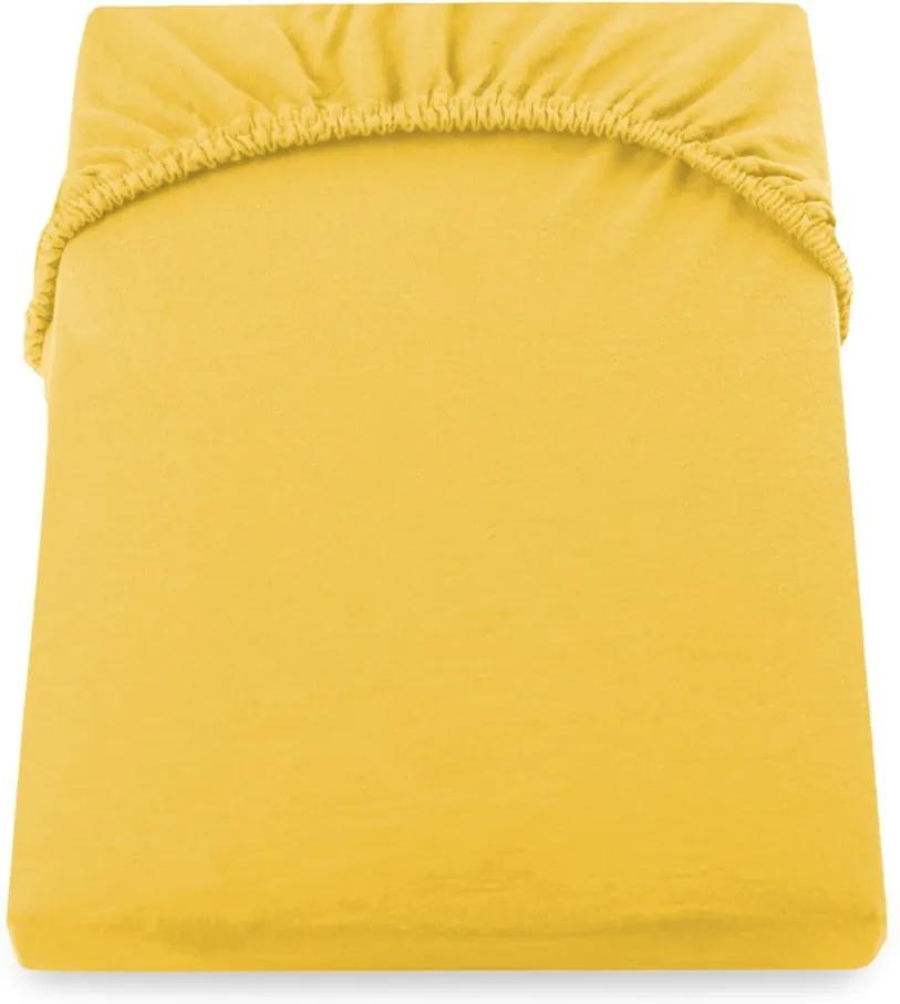 Cearșaf de pat cu elastic DecoKing Nephrite, 180–200 cm, galben