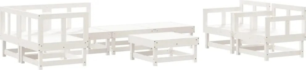 vidaXL Set mobilier relaxare grădină, 8 piese, alb, lemn masiv de pin