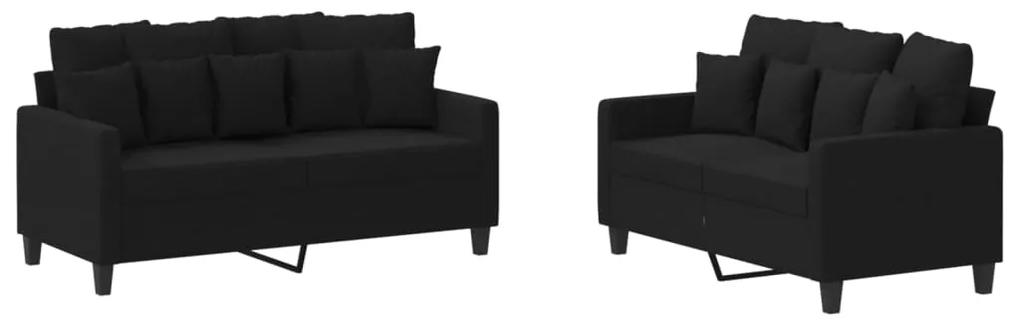 3201652 vidaXL Set de canapele cu perne, 2 piese, negru, textil