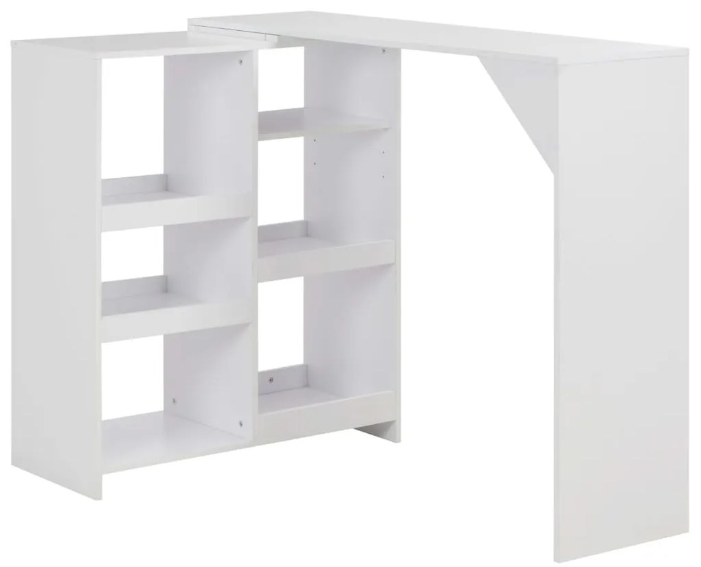 vidaXL Masă de bar cu raft mobil, alb, 138x39x110 cm
