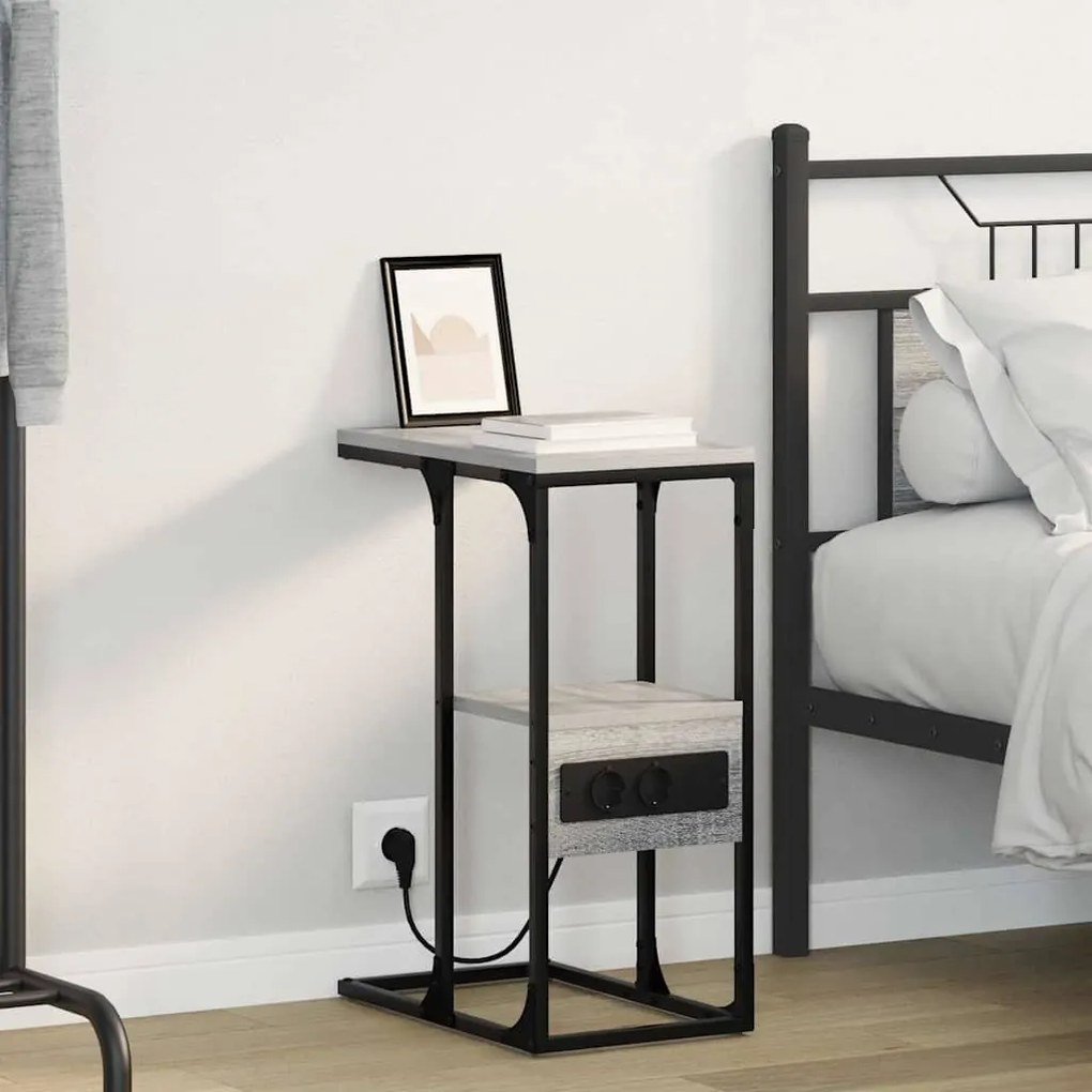 vidaXL Noptieră cu sertar sonoma gri 41.5 x 26 x 60.5 cm Lemn compozit
