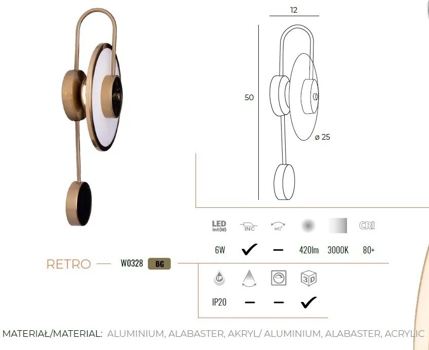 Aplica de perete LED design modern RETRO