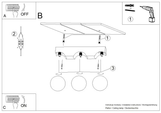 Plafonieră Sollux SL.1684 BULBO 3xG9/8W/230V fag/alb