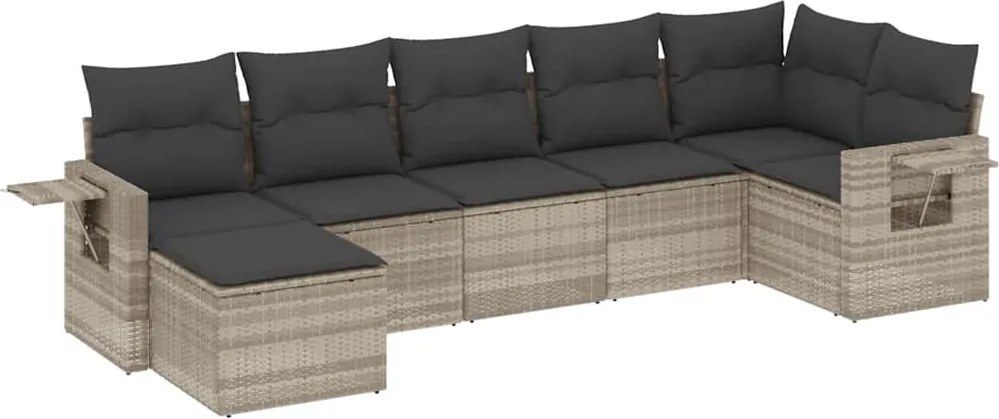 vidaXL Set canapele de grădină cu perne, 7piese gri deschis poliratan