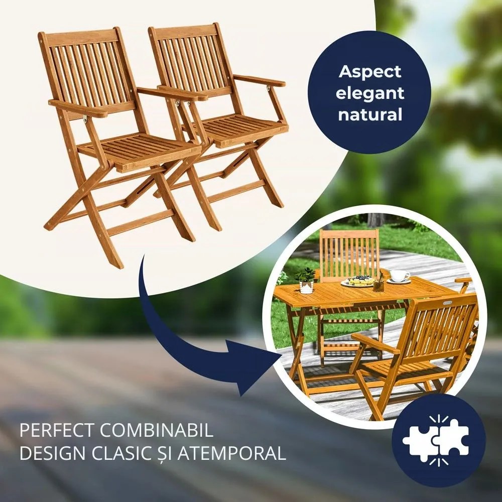Set de mobilier SYDNEY, 3 piese, lemn natural Casaria