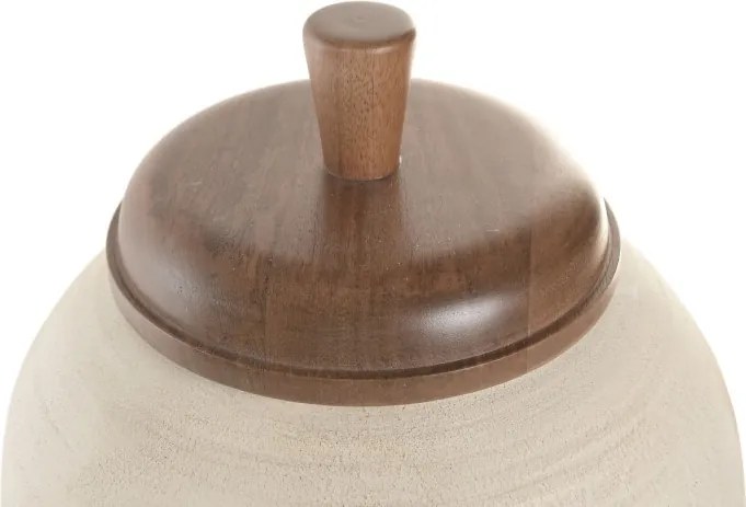 Vază decorativă tip tibor, stil rustic natural, culoare teracotă cu blat natur, din lemn de mango, „Tibor”