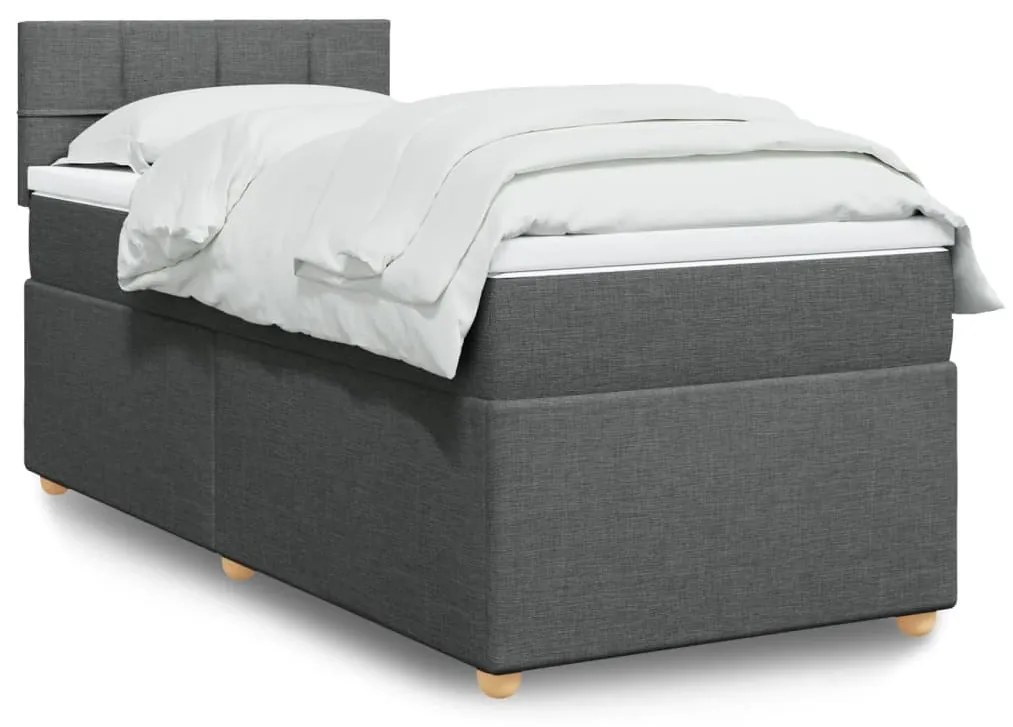 vidaXL Pat box spring cu saltea, gri închis, 80x200 cm, textil