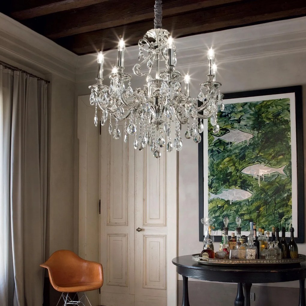Lustra cristal Venezian diam. 73cm GIOCONDA SP8 ARGENTO 044934